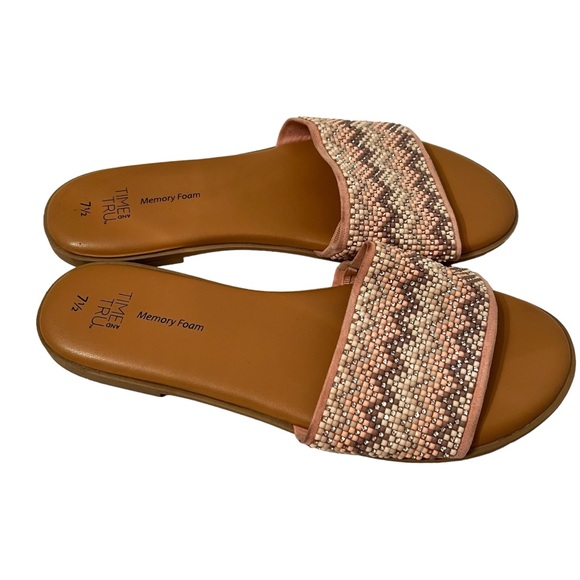 Time and Tru Embellished pink Band Flat Slide Sandal Size 7.5 - Picture 5 of 9